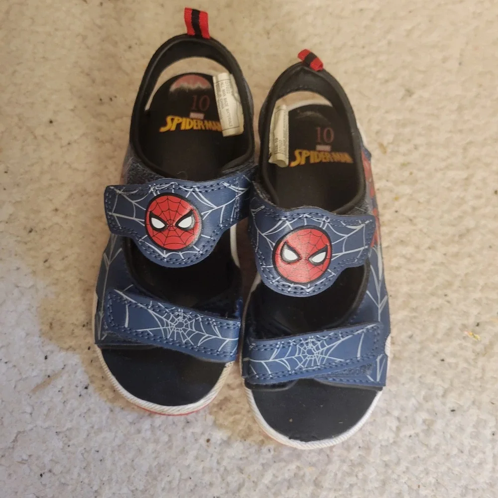 Marvel Spider-Man Sandals Boys 10 Blue Red Good Superhero Web Graphic D7022